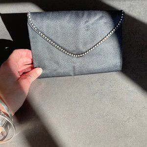 Rhinestone Accented Nylon Clutch